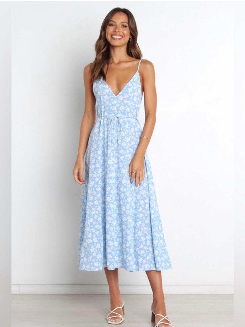 Petal & Pup Light Blue Floral Spaghetti Strap Dress